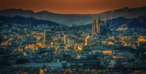 Barcelona EAVCI Image of Barcelona city orange teal